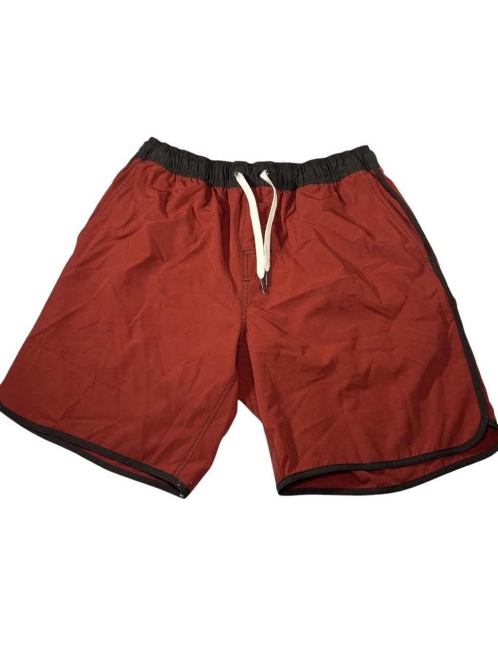 Fair Harbor Mens Red Swim Trunks Lined Size Large Drawstrings 8" Board Shorts